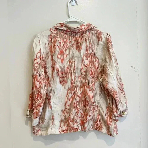 Chico’s Watercolor Linen 3/4 Jacket - Picture 2 of 6